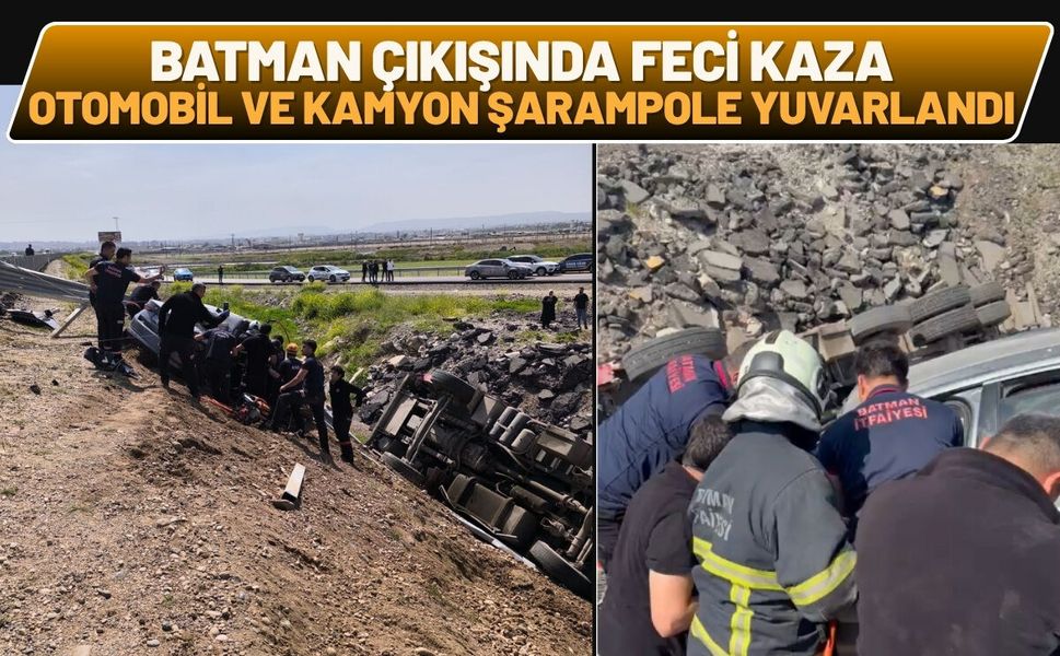 Batman Çıkışında Feci Kaza: Otomobil ve Kamyon Şarampole Yuvarlandı