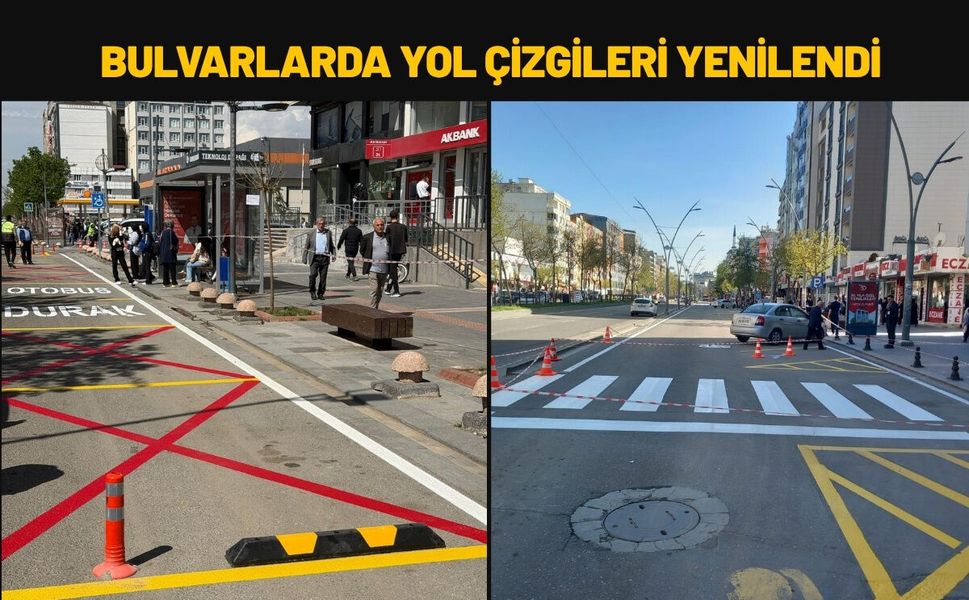 Bulvarlarda Yol Çizgileri Yenilendi