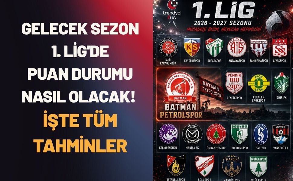 Gelecek Sezon 1. Lig'de Puan Durumu Nasıl Olacak! İşte Tüm Tahminler
