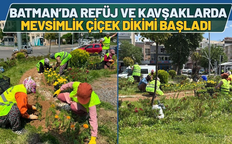 Batman’da Refüj ve Kavşaklarda Mevsimlik Çiçek Dikimi Başladı