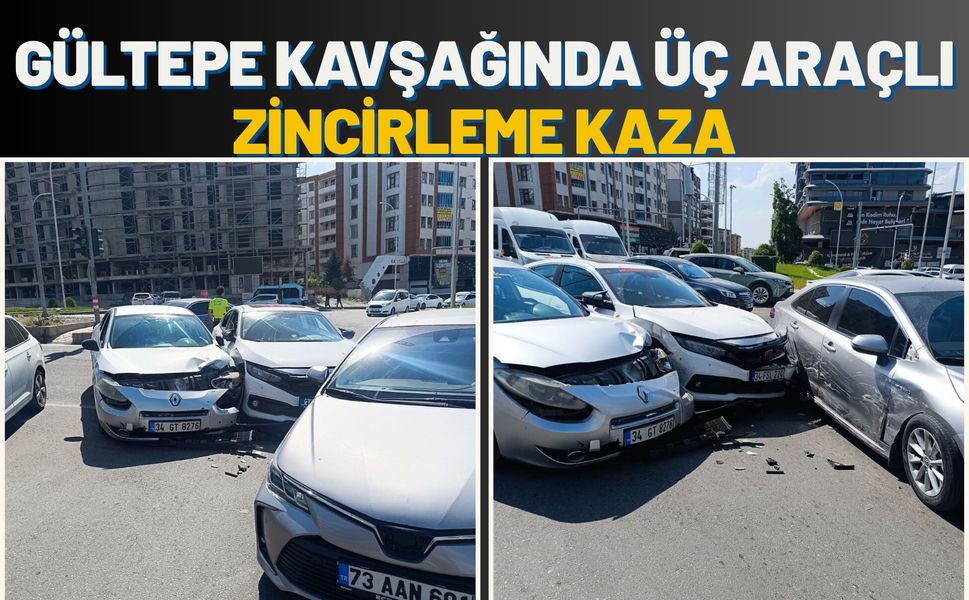 Gültepe Kavşağında Üç Araçlı Zincirleme Kaza