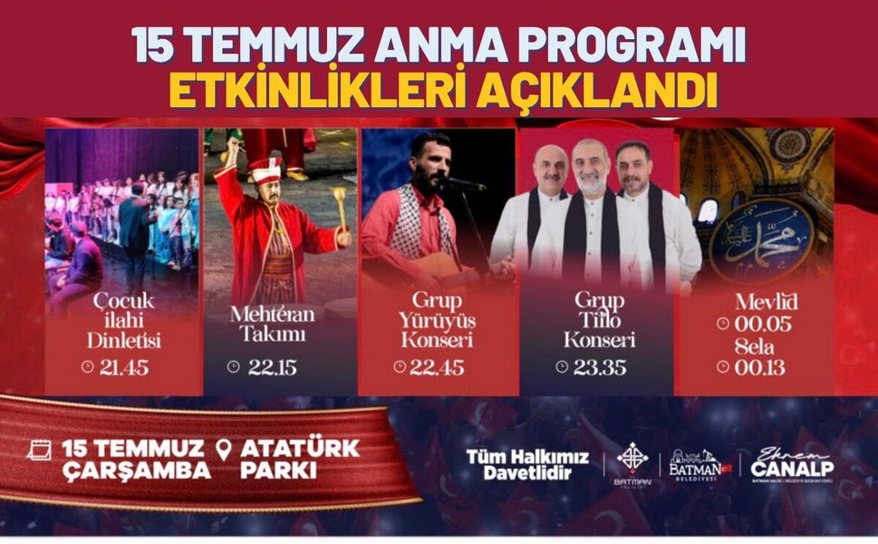 Batman'da 15 Temmuz Anma Programı Etkinlikleri Açıklandı