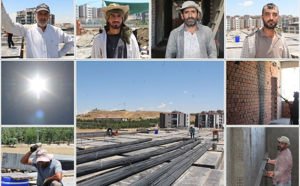 İnşaat çalışanlarının 45 derecede zorlu ekmek mücadelesi
