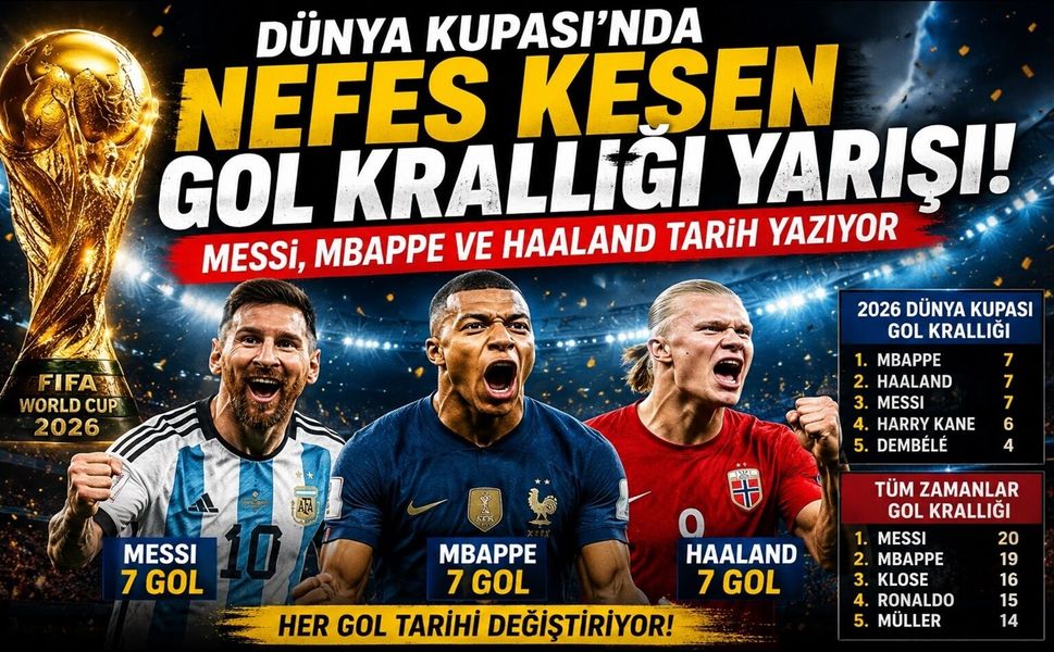 Dünya Kupası'nda Nefes Kesen Gol Krallığı Yarışı! Messi, Mbappe ve Haaland Tarih Yazıyor