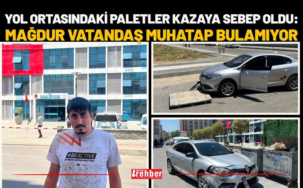 Yol Ortasındaki Paletler Kazaya Sebep Oldu: Mağdur Vatandaş Muhatap Bulamıyor