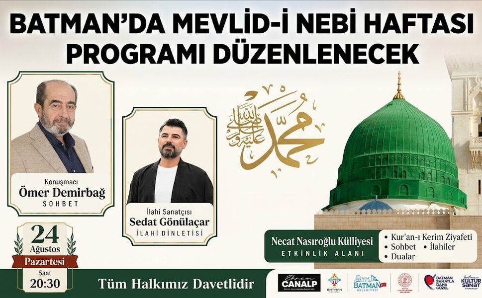 Batman’da Mevlid-İ Nebi Haftası Programı Düzenlenecek