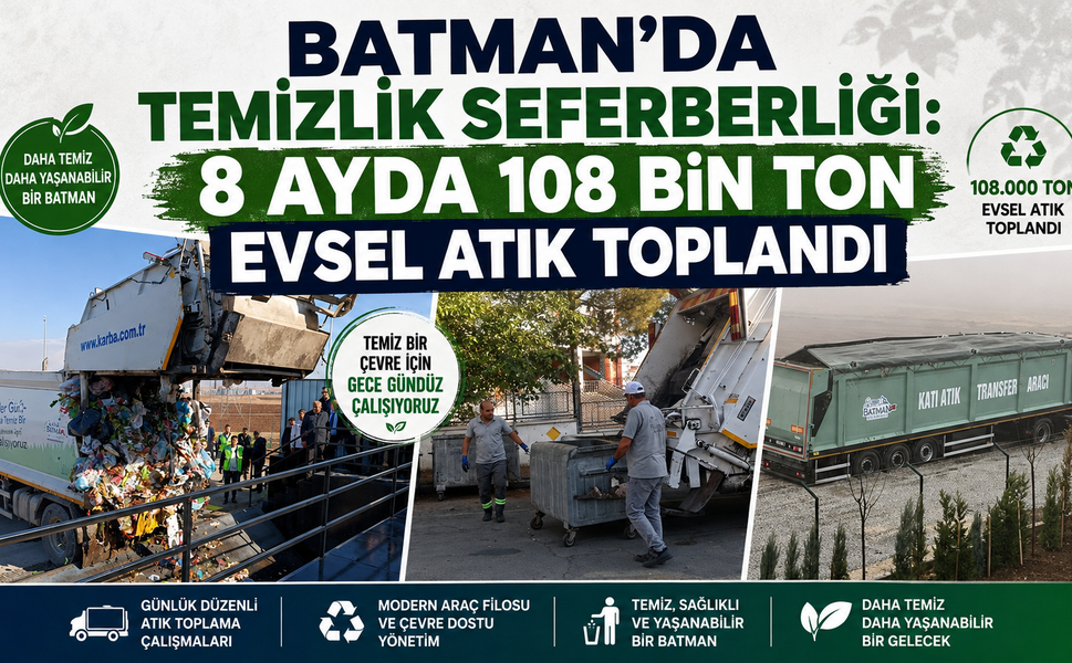 Batman’da Temizlik Seferberliği: 8 Ayda 108 Bin Ton Evsel Atık Toplandı