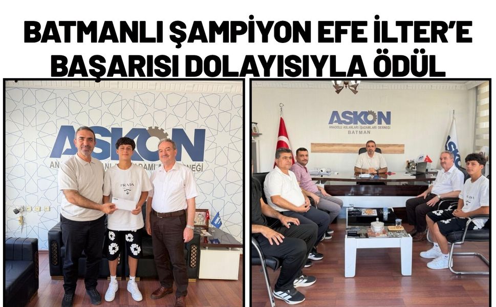 Batmanlı Şampiyon Efe İlter’e Başarısı Dolayısıyla Ödül