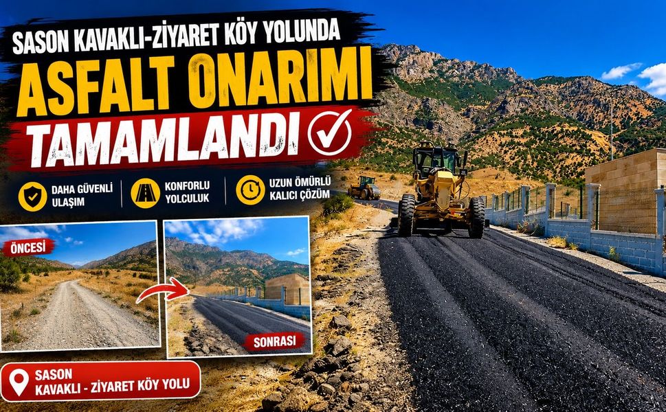 Sason Kavaklı-Ziyaret Köy Yolunda Asfalt Onarımı Tamamlandı