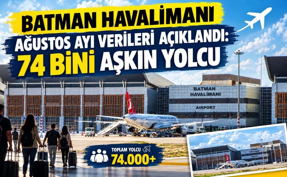 Batman Havalimanı Ağustos Ayı Verileri Açıklandı: 74 Bini Aşkın Yolcu