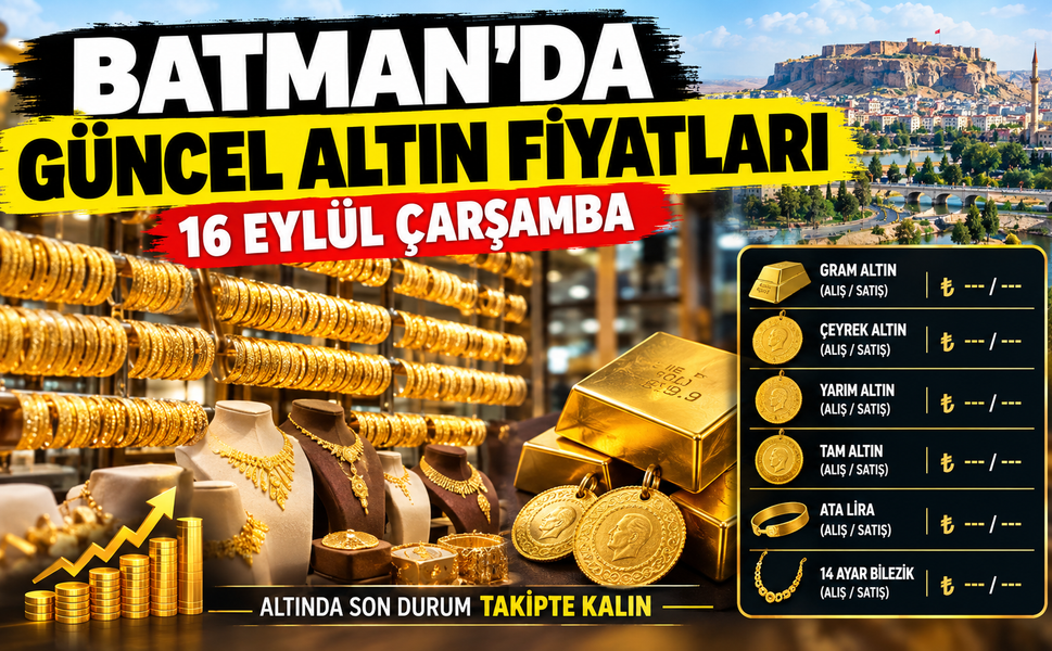 BATMAN’DA GÜNCEL ALTIN FİYATLARI – 16 EYLÜL ÇARŞAMBA