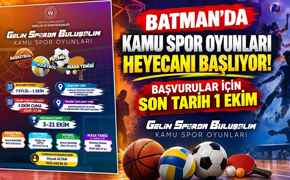 Batman’da Kamu Spor Oyunları Heyecanı Başlıyor! Başvurular İçin Son Tarih 1 Ekim