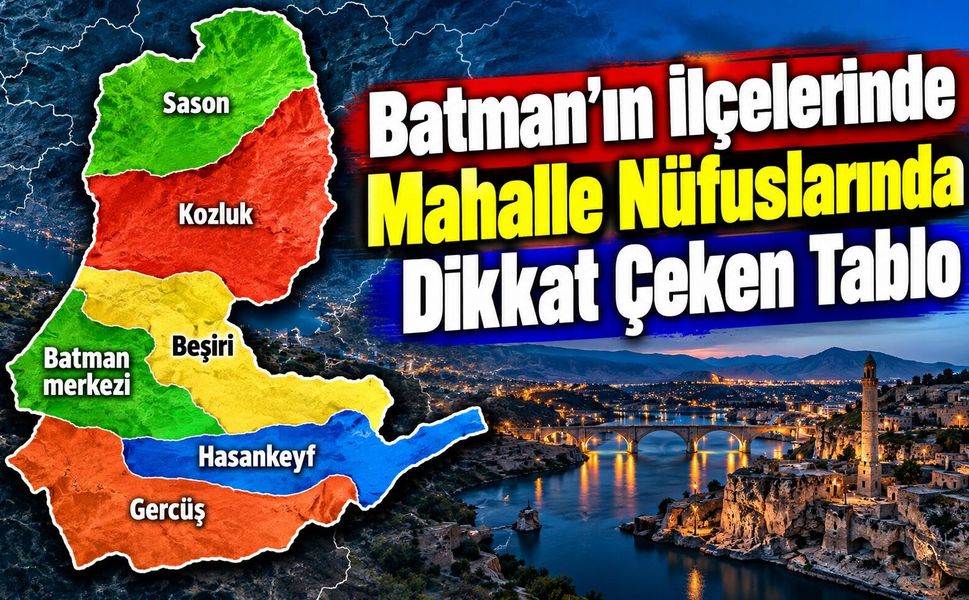 Batman’ın İlçelerinde Mahalle Nüfuslarında Dikkat Çeken Tablo