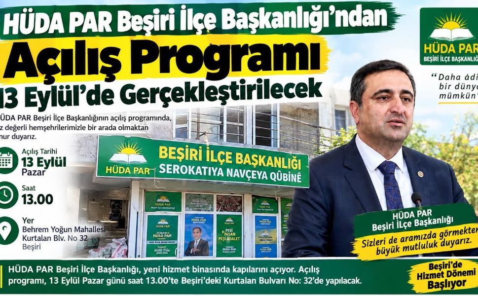 HÜDA PAR Beşiri İlçe Teşkilatı Yeni Yerine Taşınıyor