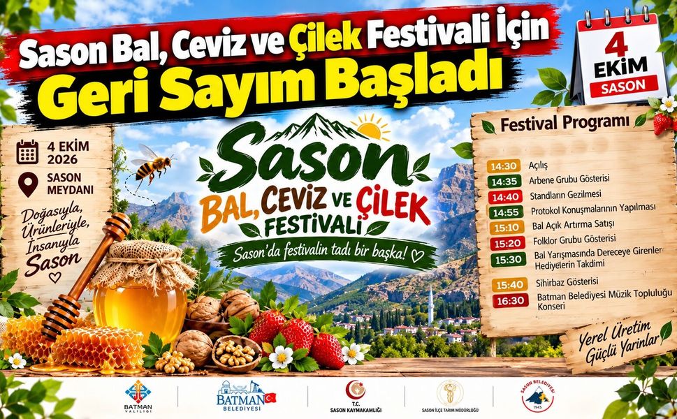 Sason Bal, Ceviz ve Çilek Festivali İçin Geri Sayım Başladı
