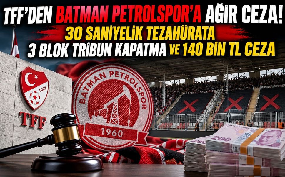 TFF’den Batman Petrolspor’a Ağır Ceza! 30 Saniyelik Tezahürata 3 Blok Tribün Kapatma ve 140 Bin TL Ceza