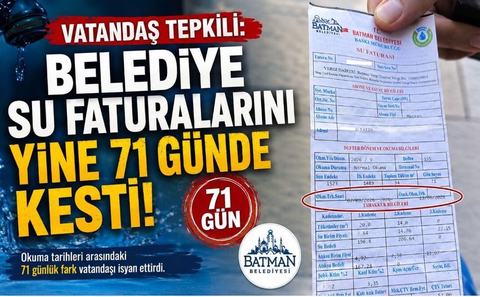 Vatandaş Tepkili: Belediye Su Faturalarını Yine 71 Günde Kesti