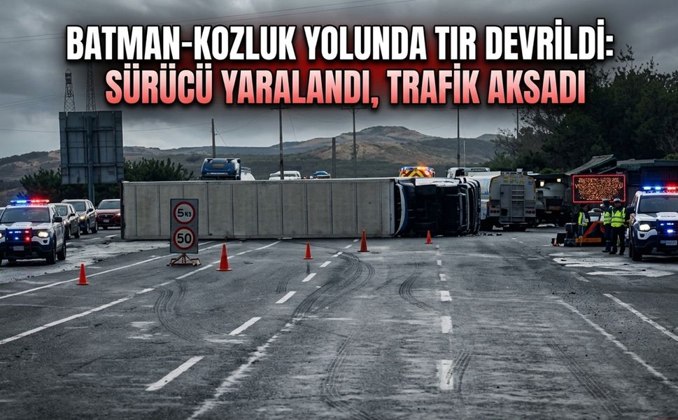 Batman-Kozluk Yolunda Tır Devrildi: Sürücü Yaralandı, Trafik Aksadı