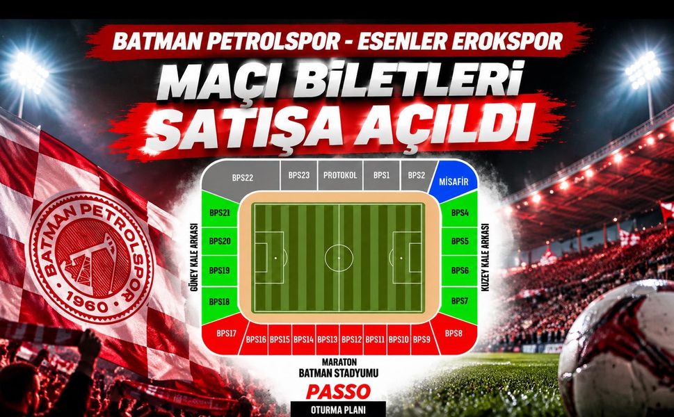Batman Petrolspor - Esenler Erokspor Maçı Biletleri Satışa Açıldı