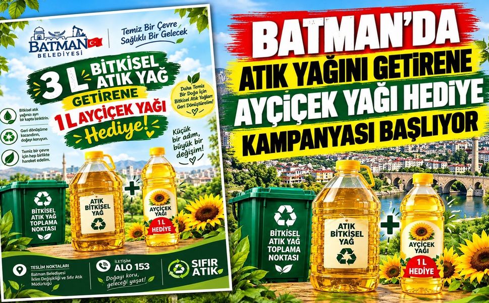 Batman’da Atık Yağını Getirene Ayçiçek Yağı Hediye Kampanyası Başlıyor