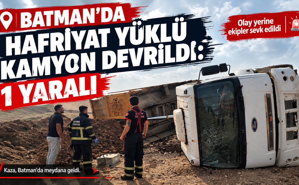 Batman’da Hafriyat Yüklü Kamyon Devrildi: 1 Yaralı
