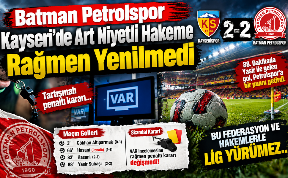 Batman Petrolspor Kayseri'de Art Niyetli Hakeme Rağmen Yenilmedi