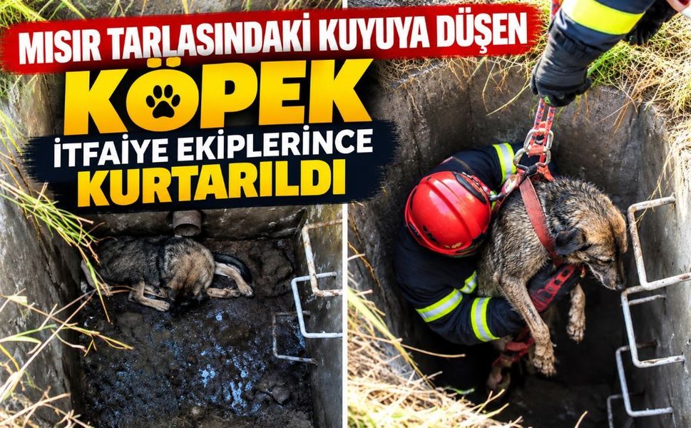 Mısır Tarlasındaki Kuyuya Düşen Köpek İtfaiye Ekiplerince Kurtarıldı