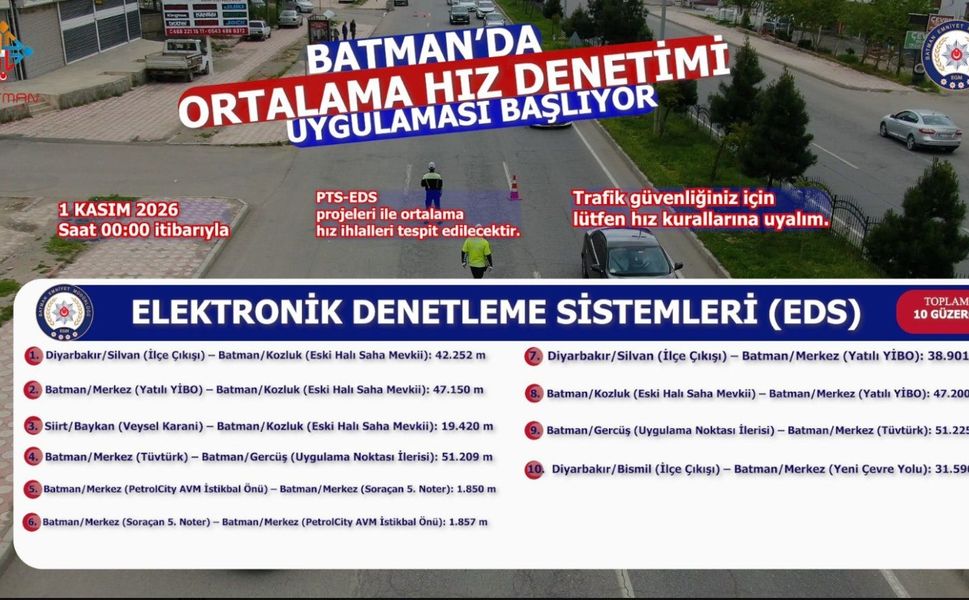 Batman’da 10 Noktada Hız Denetimi Başlıyor