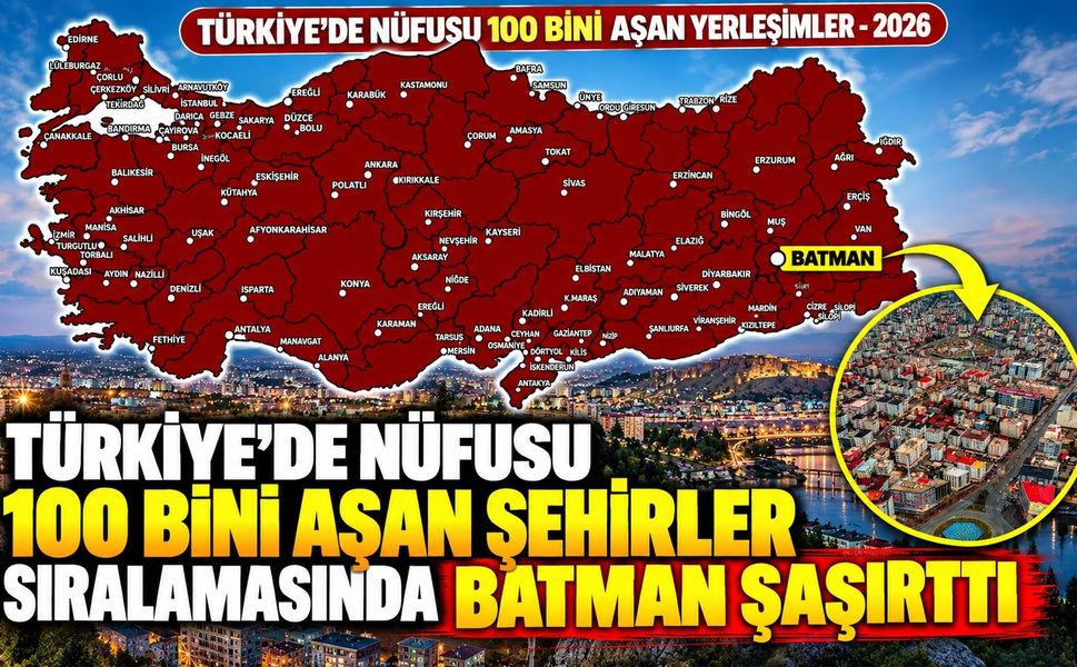 Türkiye'de Nüfusu 100 Bini Aşan Şehirler Sıralamasında Batman Şaşırttı